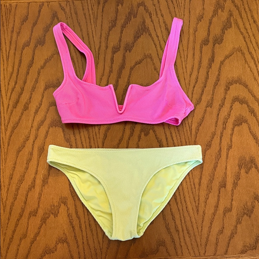 Aerie Pink and Yellow Bikini Set